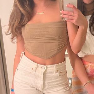 Tictoc brown mesh bustier top